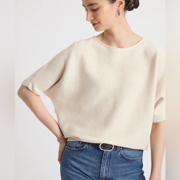 The Reset R Label Ribbed Short Sleeve Pullover Sweater in Cream Size Large / XL - Picture 2 of 10